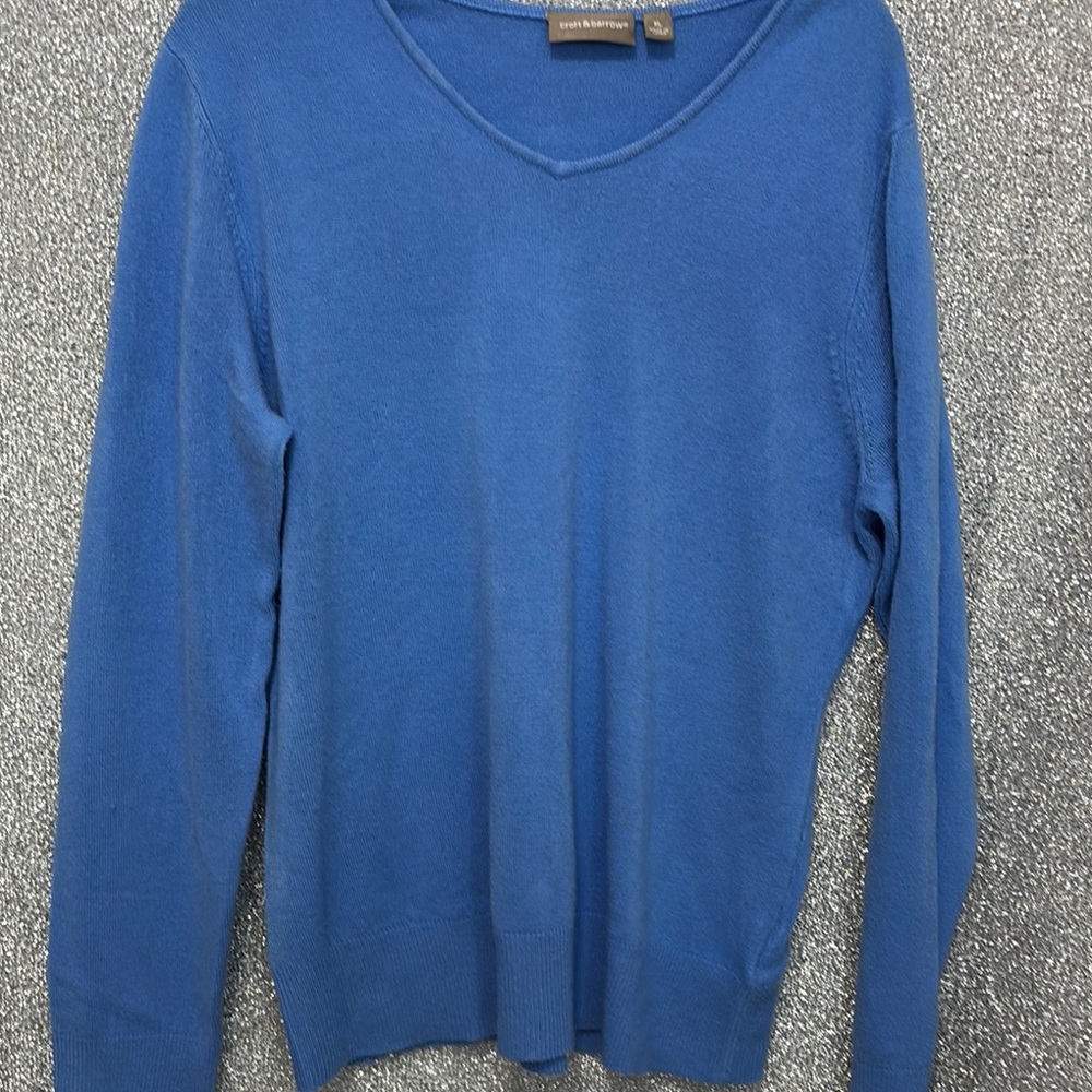 Croft & Barrow Blue V-Neck Sweater Lightweight Knit